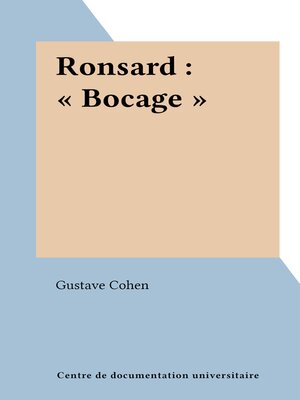 cover image of Ronsard